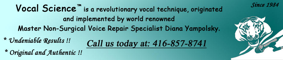 Singing Lessons, Vocal Coaching, Non-Surgical Voice Repair, Based out of Toronto