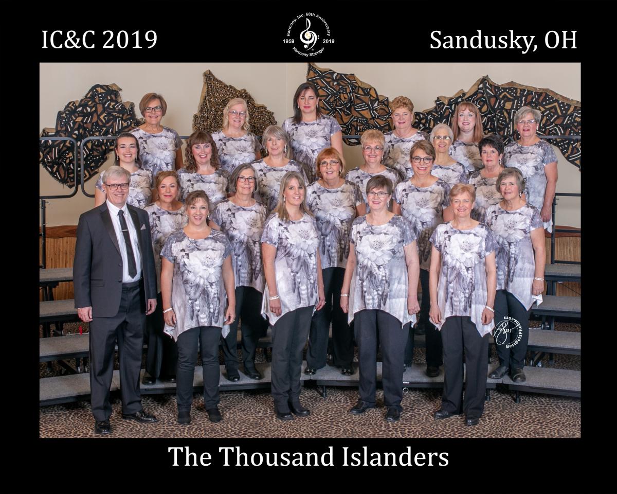 Our former voice repair client, Mary Ellen Stoll (3rd row - right side - second left) from Brockville, Ontario is now a valuable member of the Thousand Islanders Chorus ICC 2019.